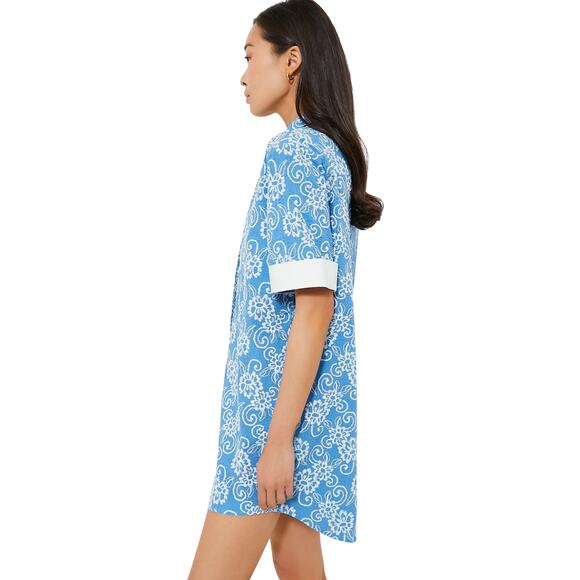 New Tuckernuck Riviera Painted Chintz Aurora Blue Floral Dress Retro Mod XL NWT - Picture 2 of 16